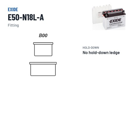 Batería de moto Exide E50-N18L-A 12V 20Ah 260A – borne y sujeción