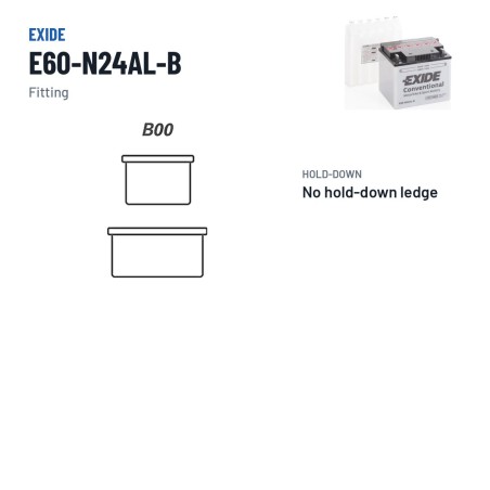 Batterie moto Exide E60-N24AL-B 12V 28Ah 280A – bornes et fixation