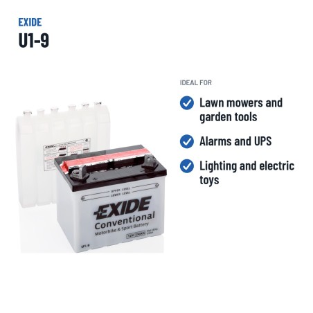 Rasenmäher-Batterie Exide U1-9 12V 24Ah 240A – empfohlene Einsatzbereiche