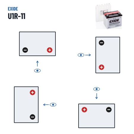 Rasenmäher-Batterie Exide U1R-11 12V 30Ah 300A – Polarität (Schaltung 0, + rechts)