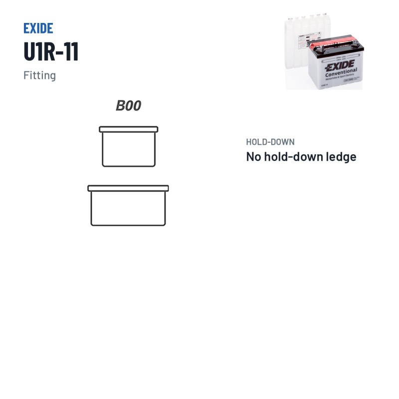 Rasenmäher-Batterie Exide U1R-11 12V 30Ah 300A – Pole und Befestigung