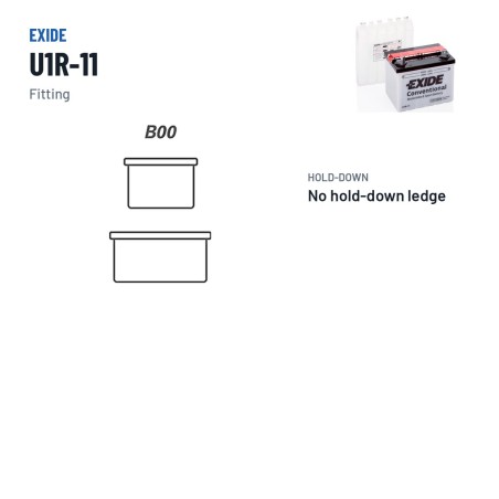 Rasenmäher-Batterie Exide U1R-11 12V 30Ah 300A – Pole und Befestigung