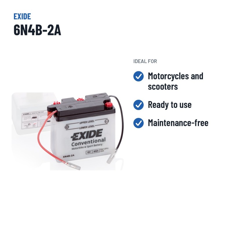 Motorradbatterie Exide 6N4B-2A 6V 4Ah 35A – empfohlene Einsatzbereiche