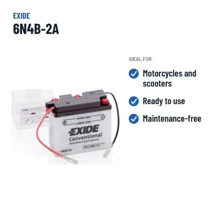 Motorradbatterie Exide 6N4B-2A 6V 4Ah 35A – empfohlene Einsatzbereiche