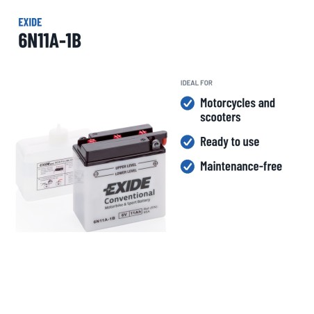 Batteria moto Exide 6N11A-1B 6V 11Ah 95A – usi consigliati