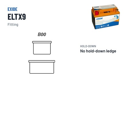 Batterie moto Exide ELTX9 12V 3Ah 180A Li-Ion – bornes et fixation