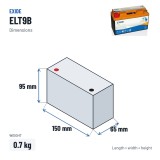 Batería de moto Exide ELT9B 12V 3Ah 190A Li-Ion | baterias.com