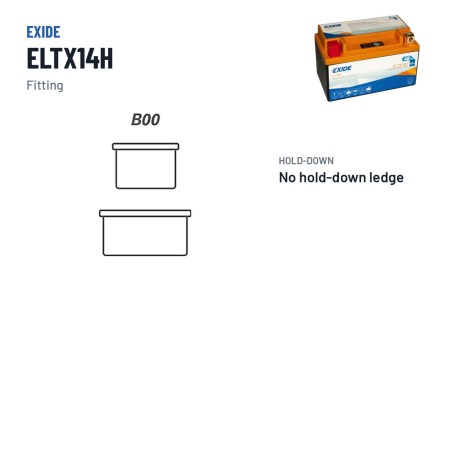 Motorcycle battery Exide ELTX14H 12V 4Ah 240A Li-Ion – terminal and hold-down