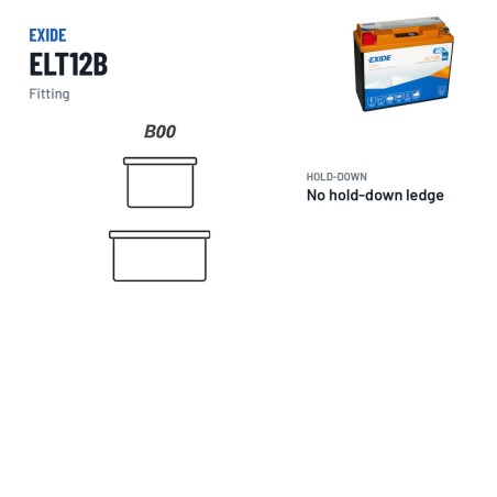 Motorcycle battery Exide ELT12B 12V 5Ah 260A Li-Ion – terminal and hold-down