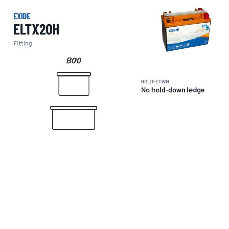 Bateria de mota Exide ELTX20H 12V 7Ah 380A Li-Ion | baterias.com