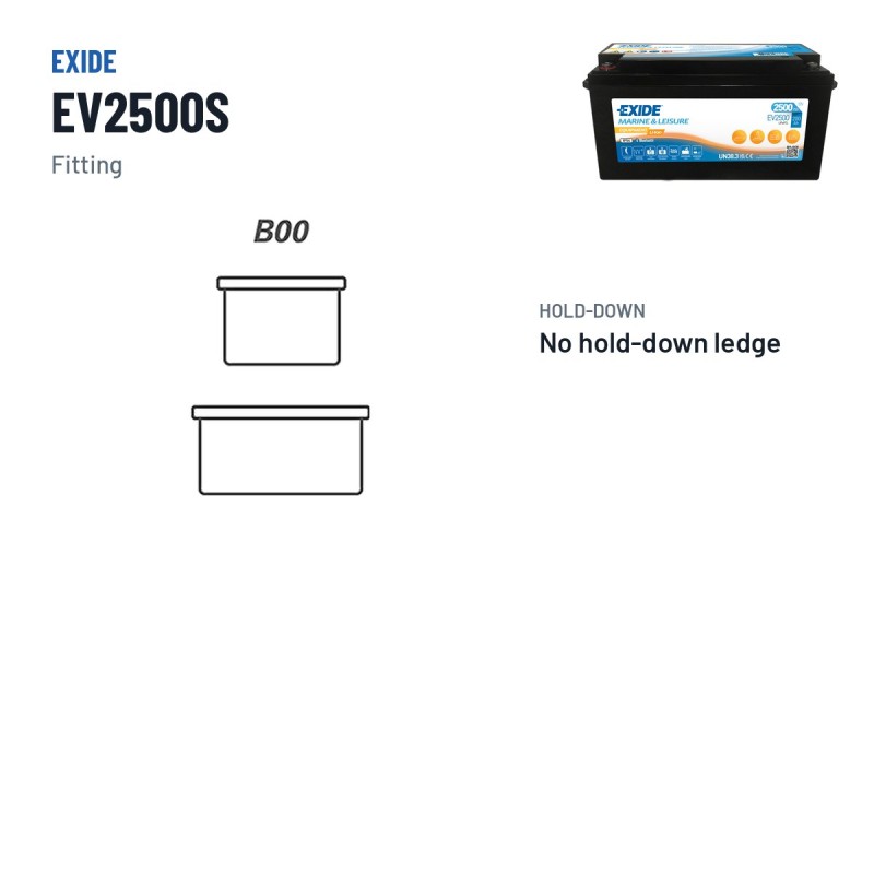Bootsbatterie Exide EV2500 12.8V 200Ah LifePo4 BT | baterias.com