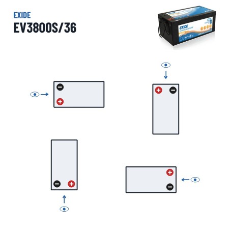 Marine battery Exide EV3800/36 38.4V 100Ah LifePo4 BT – polarity (layout 4)