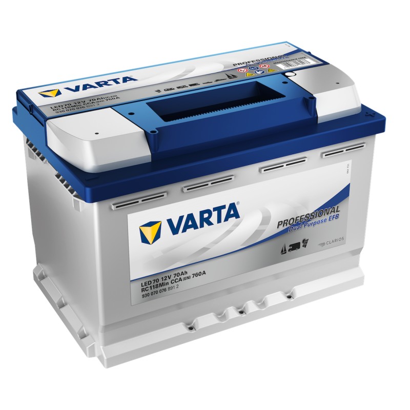 Marine battery Varta LED70 12V 70Ah EFB | baterias.com