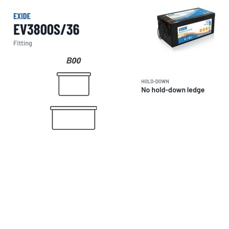 Bateria náutica Exide EV3800/36 38.4V 100Ah LifePo4 BT – terminal e fixação