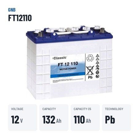 Batterie de traction GNB Marathon FT12110 12V 132Ah