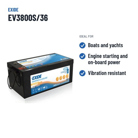 Batterie marine Exide EV3800/36 38.4V 100Ah LifePo4 BT – utilisations recommandées