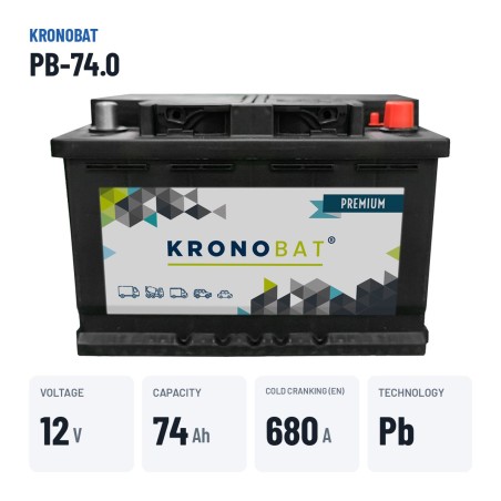 Car battery Kronobat PB-74.0 12V 74Ah 680A – key specs