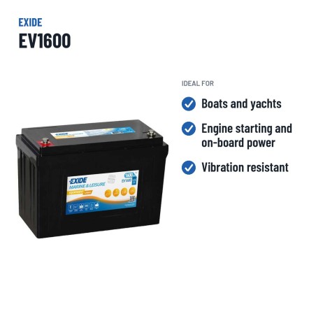 Batería náutica Exide EV1600 12.8V 125Ah LiFePo4 – usos recomendados