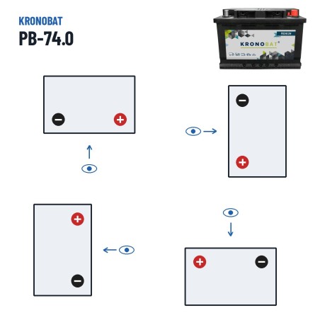 Car battery Kronobat PB-74.0 12V 74Ah 680A – polarity (layout 0, + right)