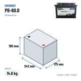 Car battery Kronobat PB-60.0 12V 60Ah 540A – dimensions 242 × 175 × 190 mm