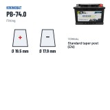 Car battery Kronobat PB-74.0 12V 74Ah 680A – terminal and hold-down