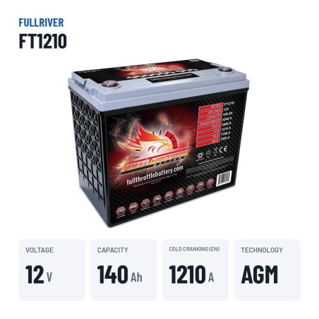 Bateria náutica Fullriver FT1210 12V 140Ah 1210A AGM – dados principais