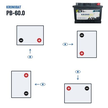 Car battery Kronobat PB-60.0 12V 60Ah 540A – polarity (layout 0, + right)