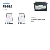 Batería 12V 60Ah 540A: Kronobat PB-60.0 y equivalentes Varta, Tudor y Exide