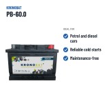 Batería 12V 60Ah 540A: Kronobat PB-60.0 y equivalentes Varta, Tudor y Exide