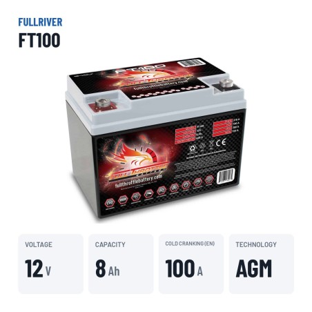 Bootsbatterie Fullriver FT100 12V 8Ah 100A AGM – wichtigste Daten