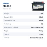 Batería 12V 60Ah 540A: Kronobat PB-60.0 y equivalentes Varta, Tudor y Exide
