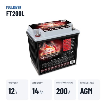 Bateria náutica Fullriver FT200L 12V 14Ah 200A AGM – dados principais
