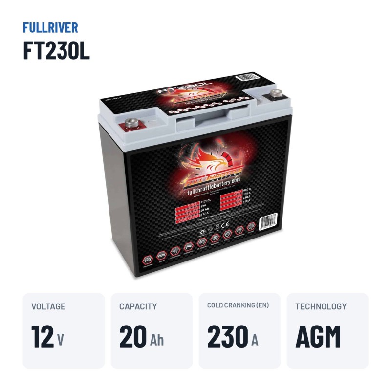 Batería náutica Fullriver FT230L 12V 20Ah 230A AGM | baterias.com
