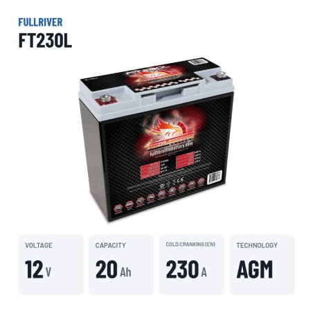 Bootsbatterie Fullriver FT230L 12V 20Ah 230A AGM – wichtigste Daten