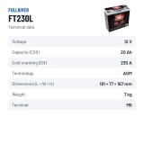 Bootsbatterie Fullriver FT230L 12V 20Ah 230A AGM – technische Daten