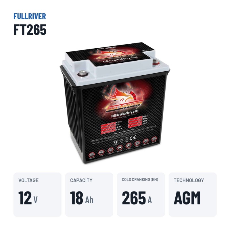 Batteria nautica Fullriver FT265 12V 18Ah 265A AGM – dati principali