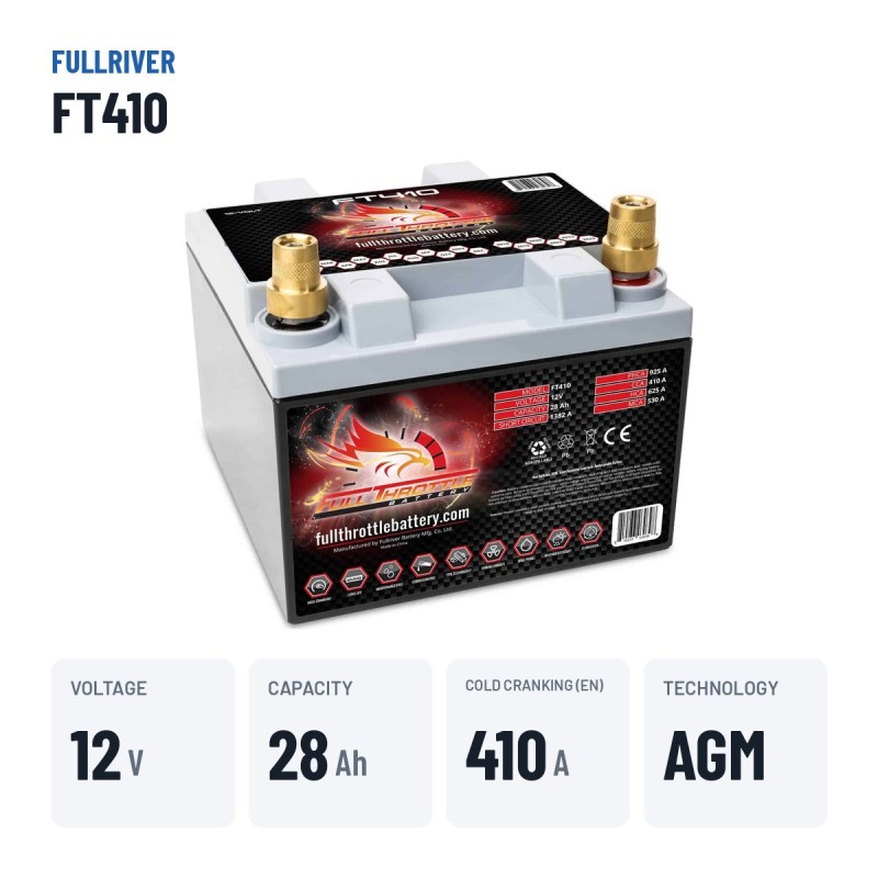 Batteria nautica Fullriver FT410 12V 28Ah 410A AGM – dati principali