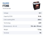 Bootsbatterie Fullriver FT265 12V 18Ah 265A AGM – technische Daten
