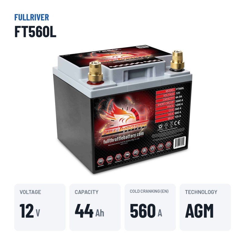 Batteria nautica Fullriver FT560L 12V 44Ah 560A AGM – dati principali