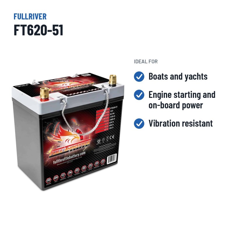 Bootsbatterie Fullriver FT620-51 12V 55Ah 620A AGM – empfohlene Einsatzbereiche