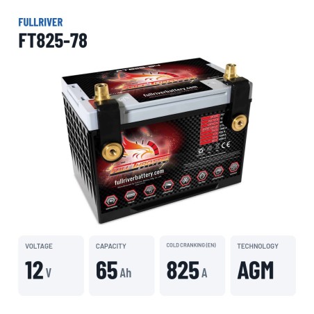 Batería náutica Fullriver FT825-78 12V 65Ah 825A AGM – datos clave