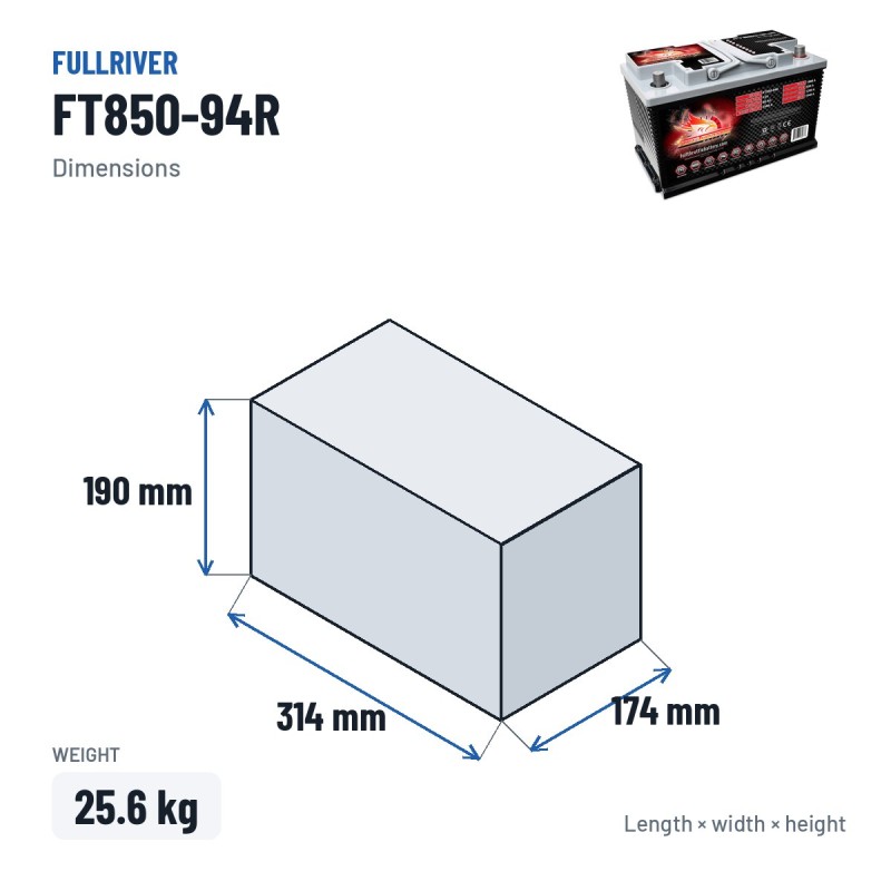 Marine battery Fullriver FT850-94R 12V 85Ah 850A AGM