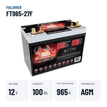 Bateria náutica Fullriver FT965-27F 12V 100Ah 965A AGM – dados principais