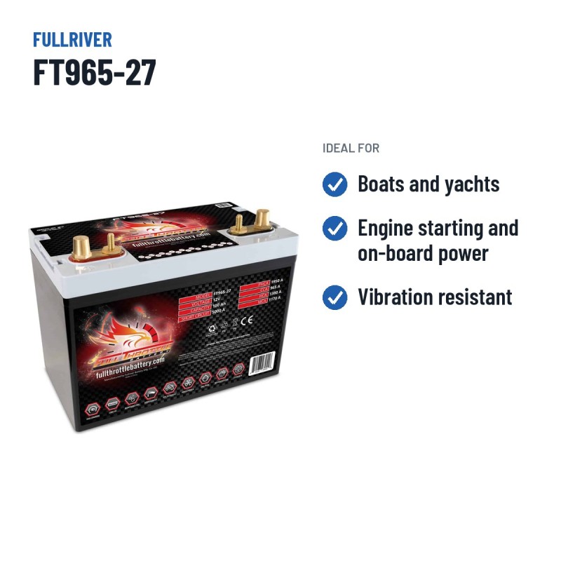 Batteria nautica Fullriver FT965-27 12V 100Ah 965A AGM – usi consigliati