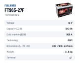 Bateria náutica Fullriver FT965-27F 12V 100Ah 965A AGM – ficha técnica