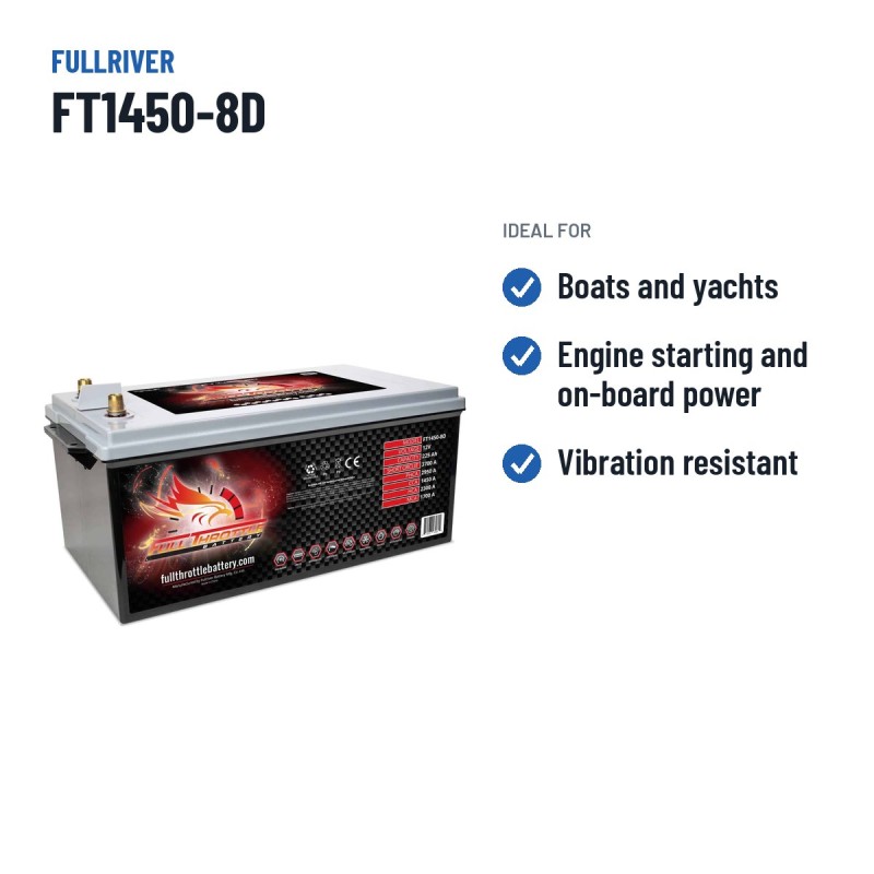 Batería náutica Fullriver FT1450-8D 12V 225Ah 1450A AGM