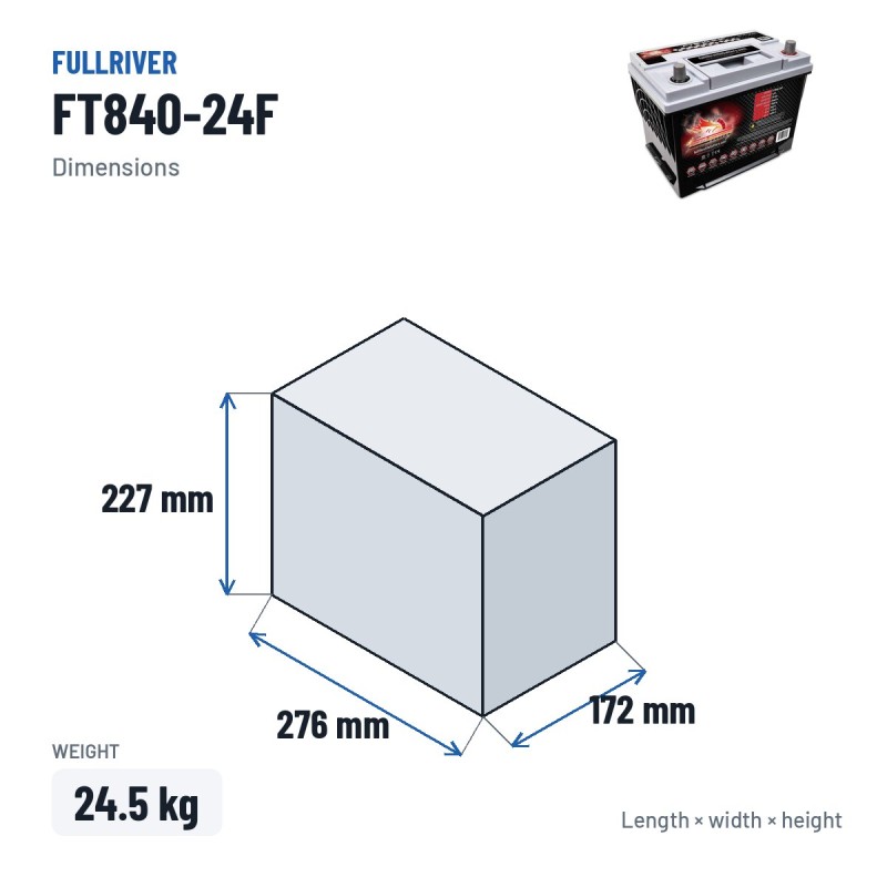 Batterie marine Fullriver FT840-24F 12V 75Ah 840A AGM