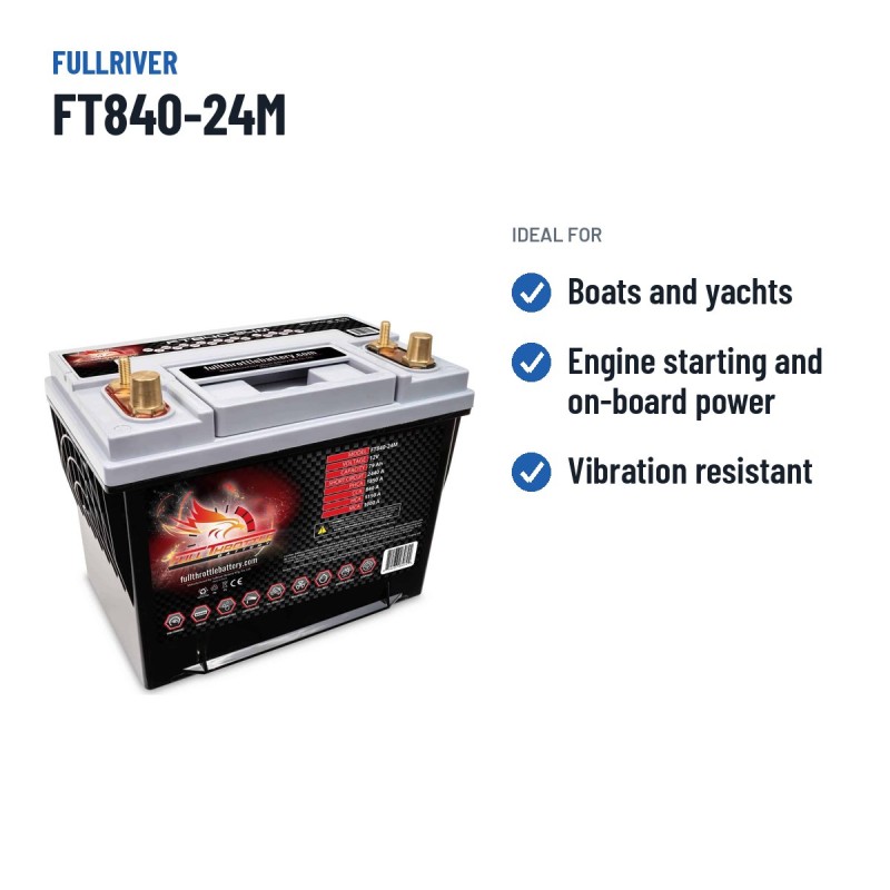 Batteria nautica Fullriver FT840-24M 12V 75Ah 840A AGM – usi consigliati