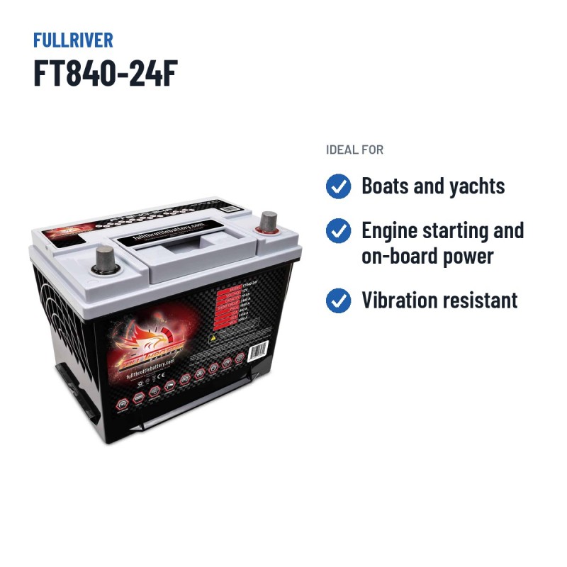 Batterie marine Fullriver FT840-24F 12V 75Ah 840A AGM