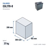 Golf cart battery Fullriver EGL170-8 8V 170Ah AGM – dimensions 260 × 182 × 288 mm